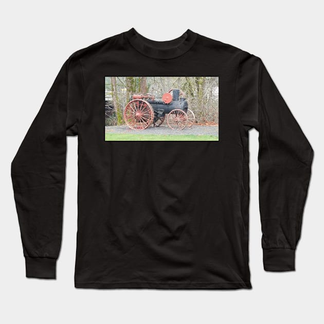 vintage Vernonia Christmas old fashioned steam tractor Long Sleeve T-Shirt by DlmtleArt